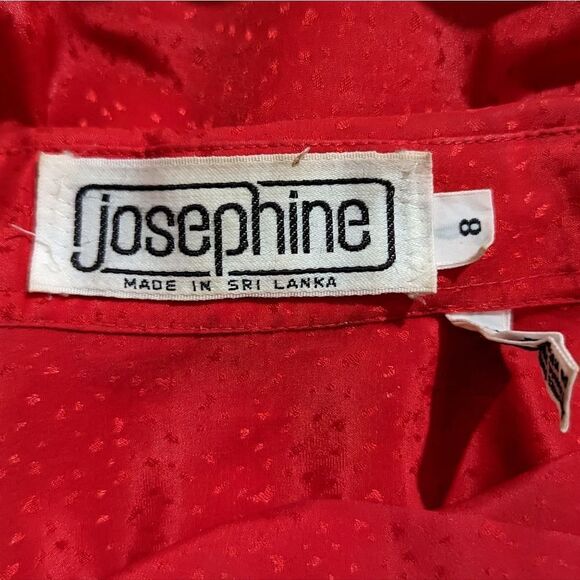 Josephine Vintage Women's Long Sleeve Button Up Silky Jacquard Blouse Red Sz 8 B - Picture 4 of 5